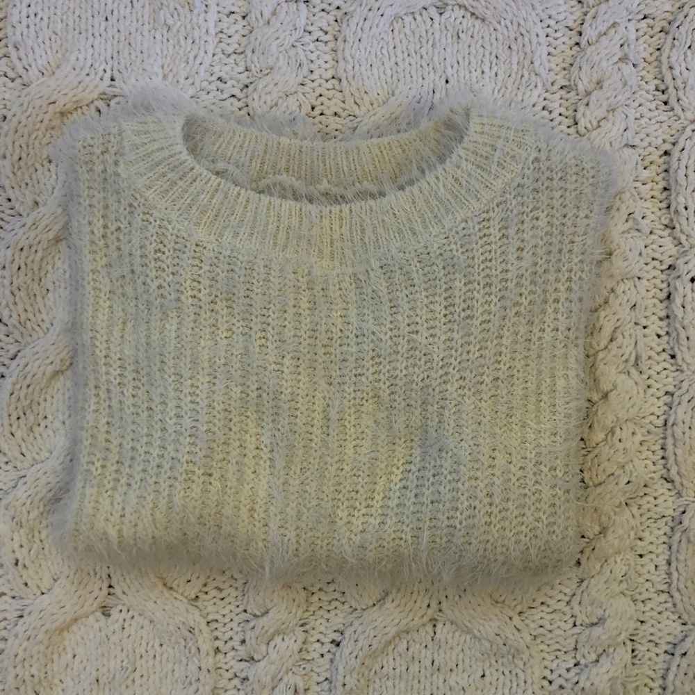 Boutique // Cream Fuzzy Sweater